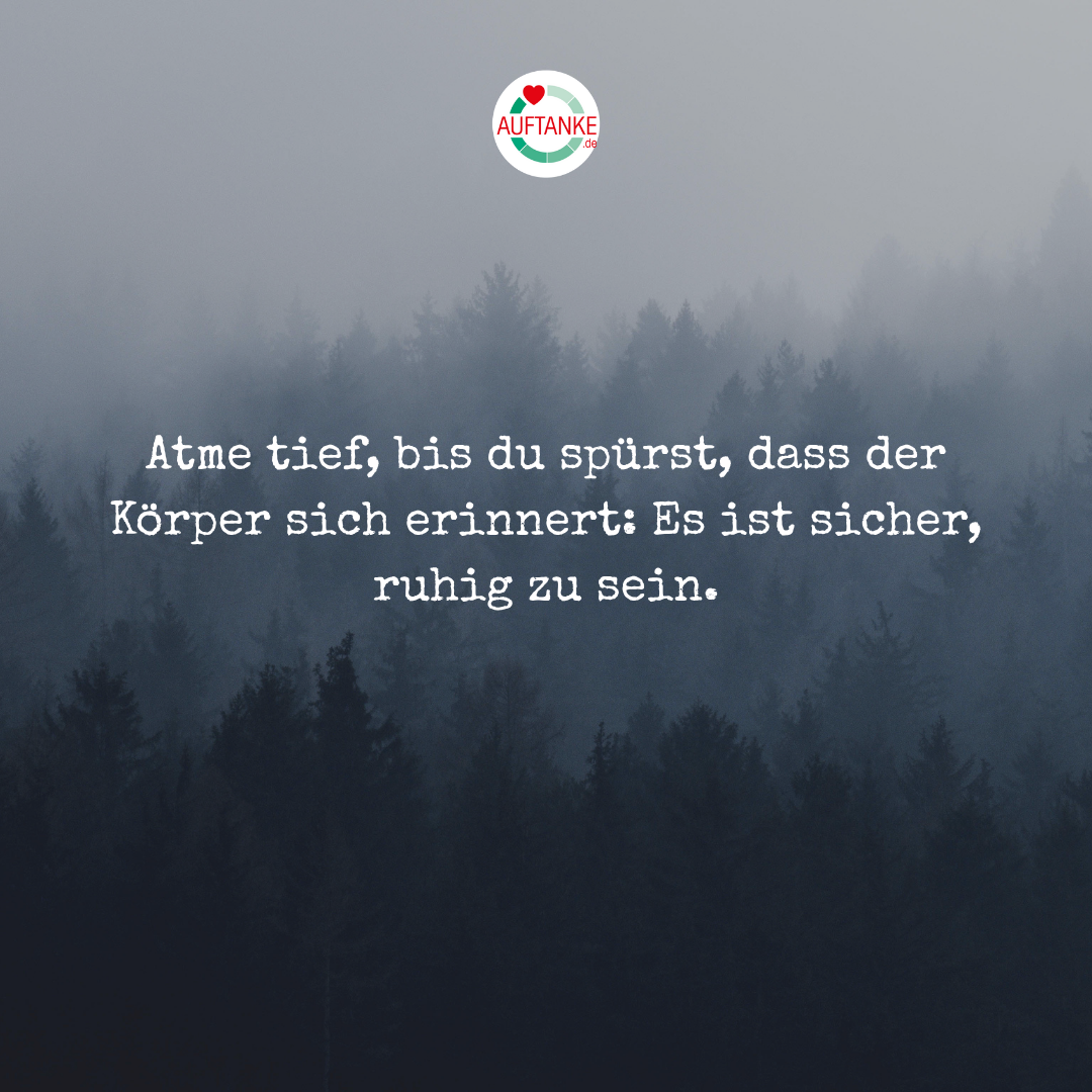 Atme tief, bis du spürst, dass der Körper sich erinnert Es ist sicher, ruhig zu sein.